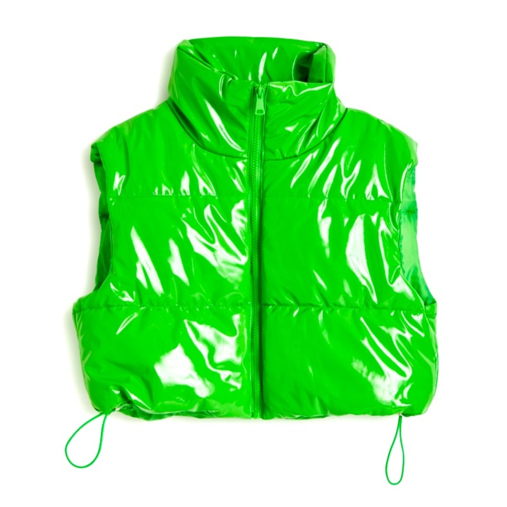TRACTR Girls Neon Green Cropped Puffer Vest